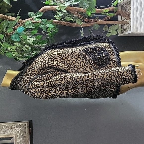 VintageYak Magik Gold & Black Elegant Reversible Open Blazer Jacket Size L - Picture 10 of 13